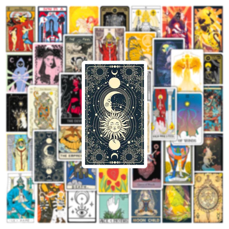 

50/60/100Pcs Tarot Card Fortune-telling Doodle Sticker Collection DIY Toy Luggage Laptop Skateboard Pegatinas Decals Stickers