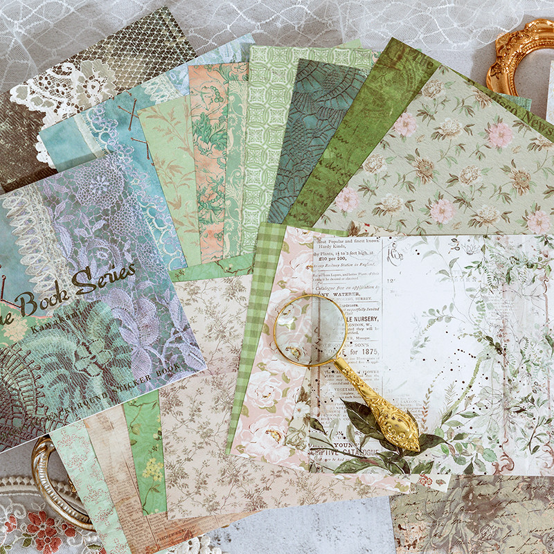 

20 pcs Vintage Background Stickers Flowers Bronzing stickers Decorative Retro pose DIY Creative Collage material Set