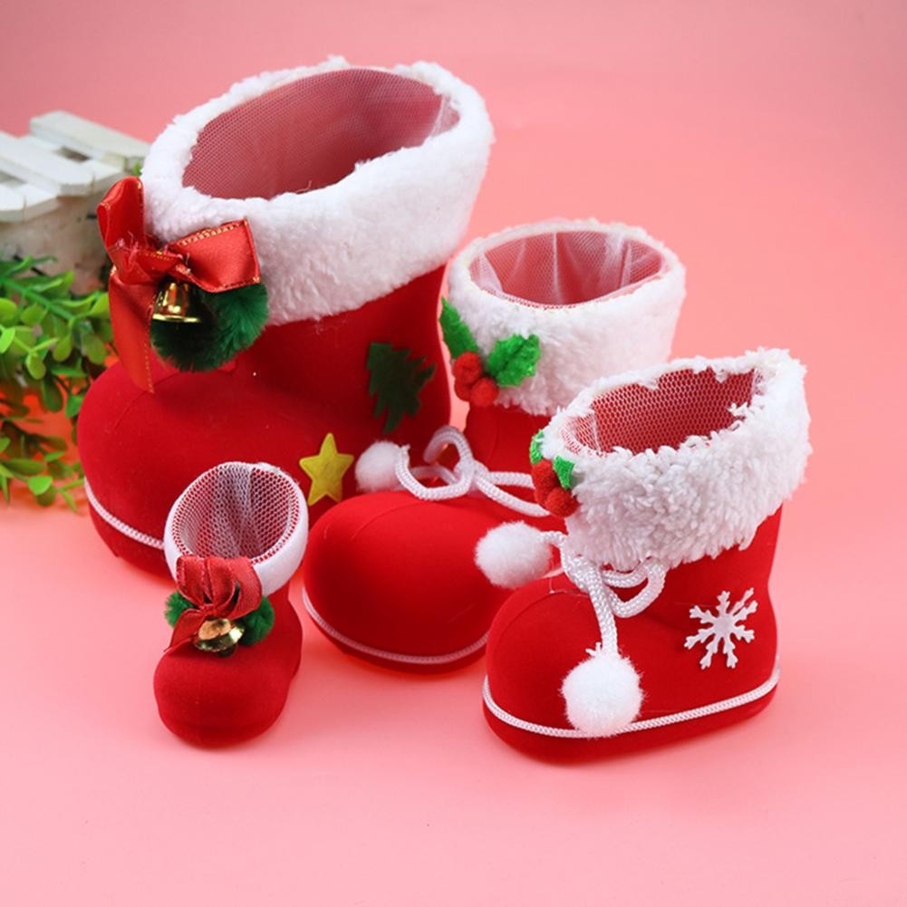 

Christmas Boots Ornaments Candy Bag Sugar Storage Boots Christmas Decoration Candy Boots for Gifts Xmas Tree Decoration