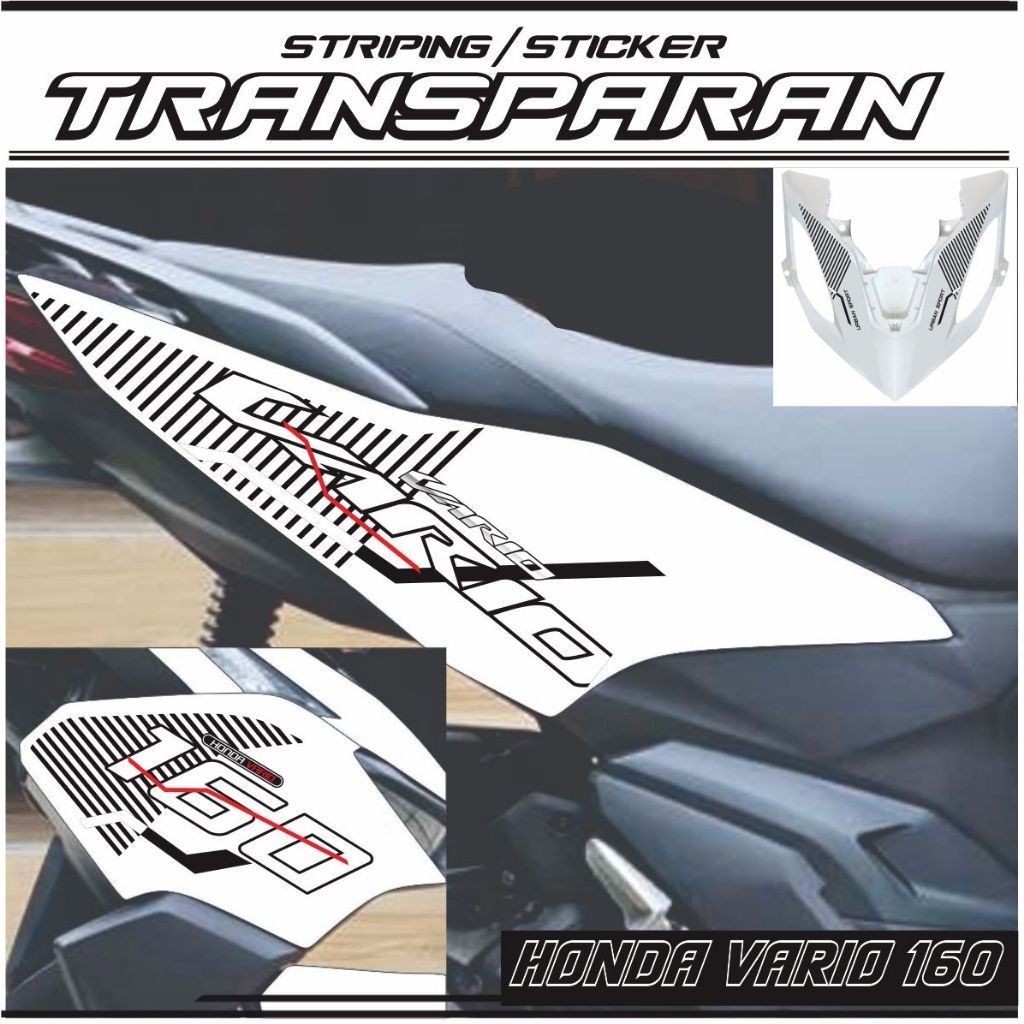 STIKER TRANSPARAN UV striping vario 160 body putih model thailand / STIKER TRANSFARAN VARIO 160