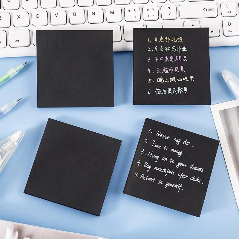 

50 Sheets Black Sticky Notes Self-Stick Notes Pads Easy Post Notes For Student Office School Home