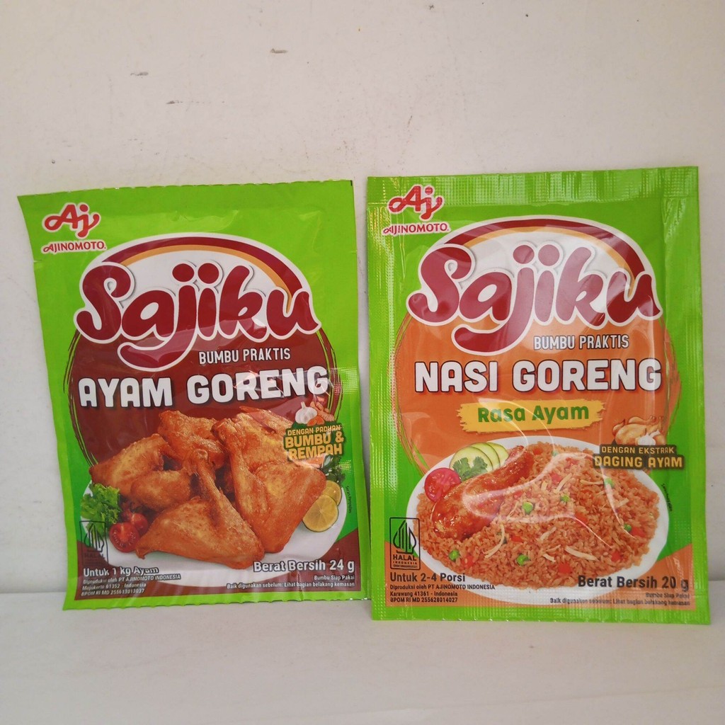 

Sajiku bumbu instan praktis untuk memasak sayur asem, nasi goreng dan ayam goreng