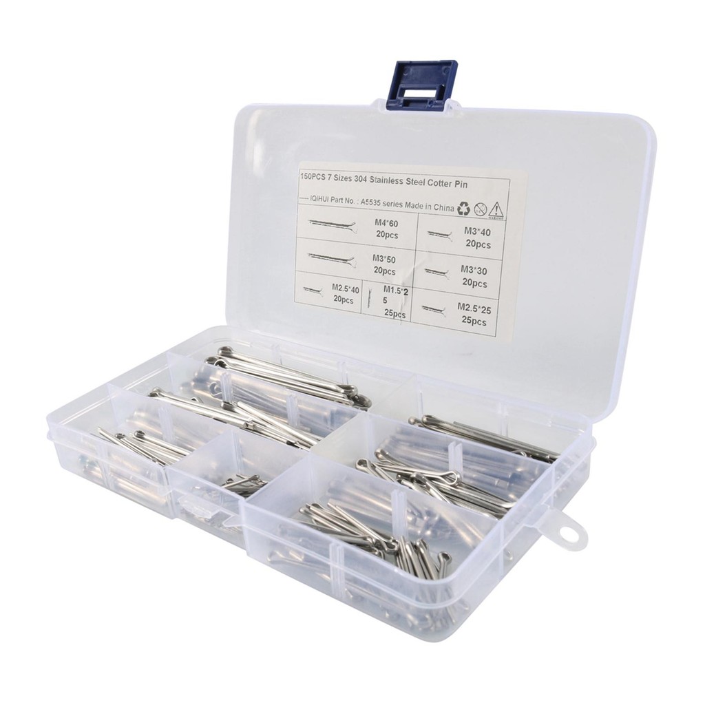 

150 Pieces 7 Sizes Cotter Pin Assortment Kit Heavy Duty M1.5 M2.5 M3 U Shape