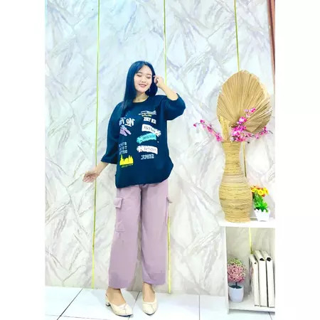 AZ.FS - RPF OOTD Setcel Wanita Terbaru / Setelan Atasan Dan Celana Cargo Wanita Jumbo Greta / Oneset