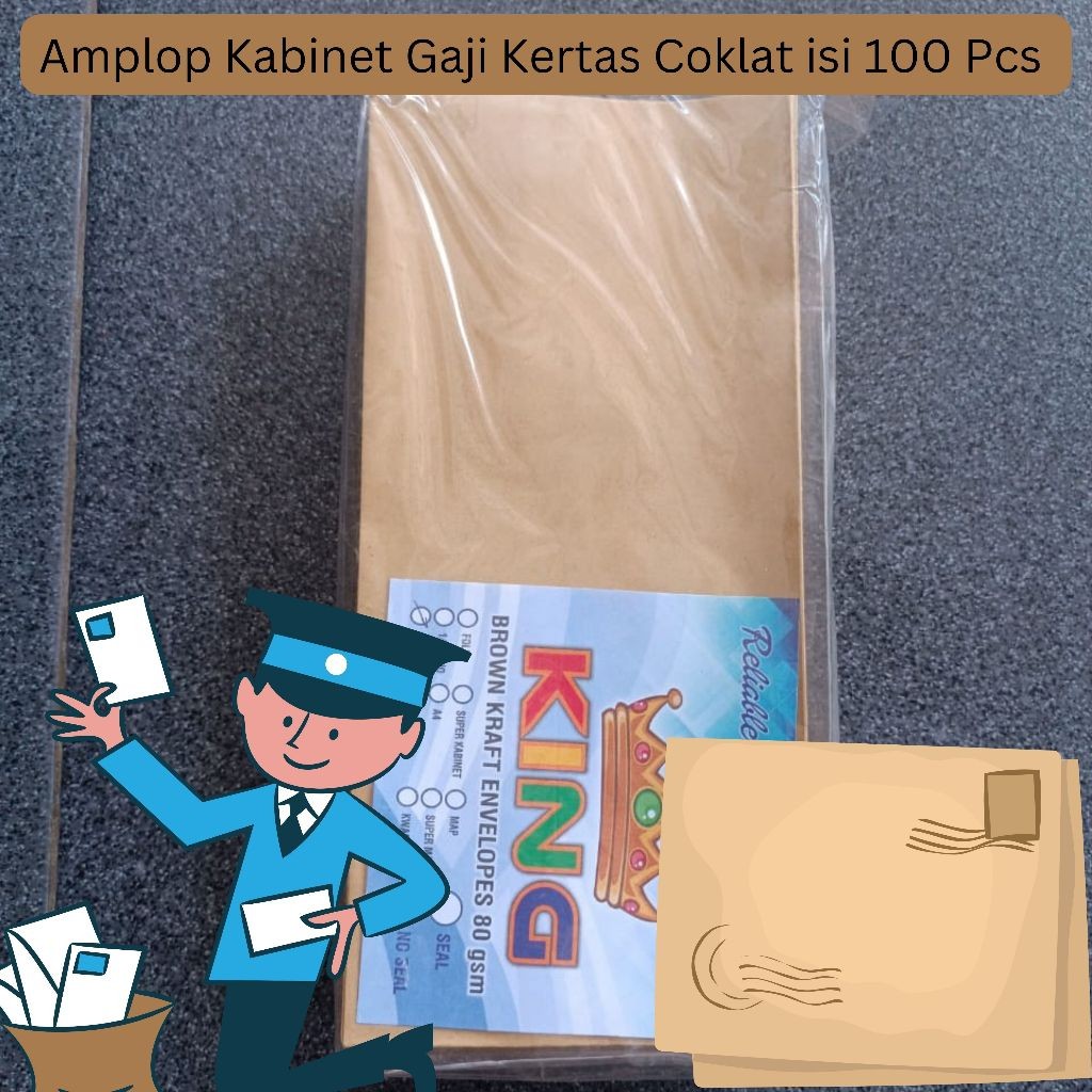 

AMPLOP KABINET GAJI KERTAS COKLAT MEREK KING 1 PAK ISI 100 PCS