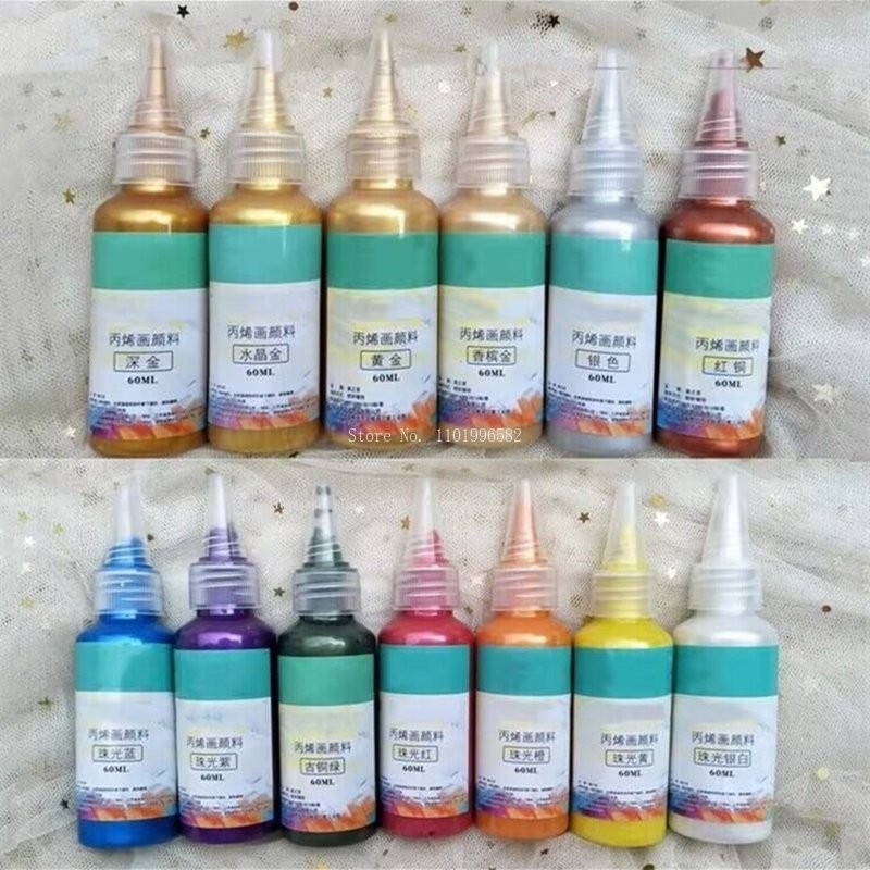 

60ml Gold Paint Metallic acrylic paint,waterproof not faded for Statuary Coloring DIY hand clothes painted graffiti Pigments