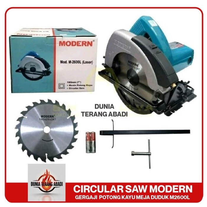 Modern Mesin Circular Saw M2600L 7 Laser Low Watt 700 Alat Gergaji Potong Kayu Meja Duduk