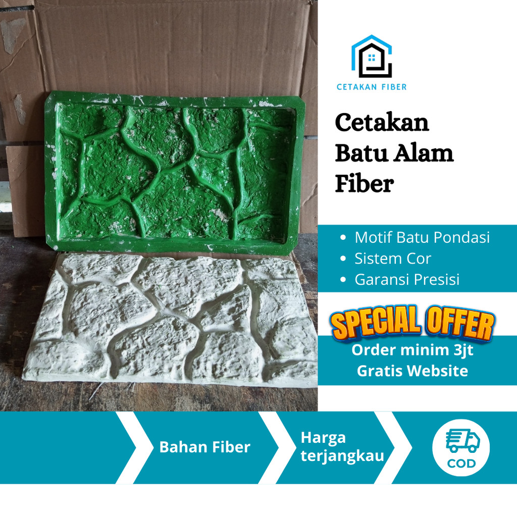 Cetakan batu alam fiber / 
batu alam tempel dinding /
cetakan batu alam dinding 20 40