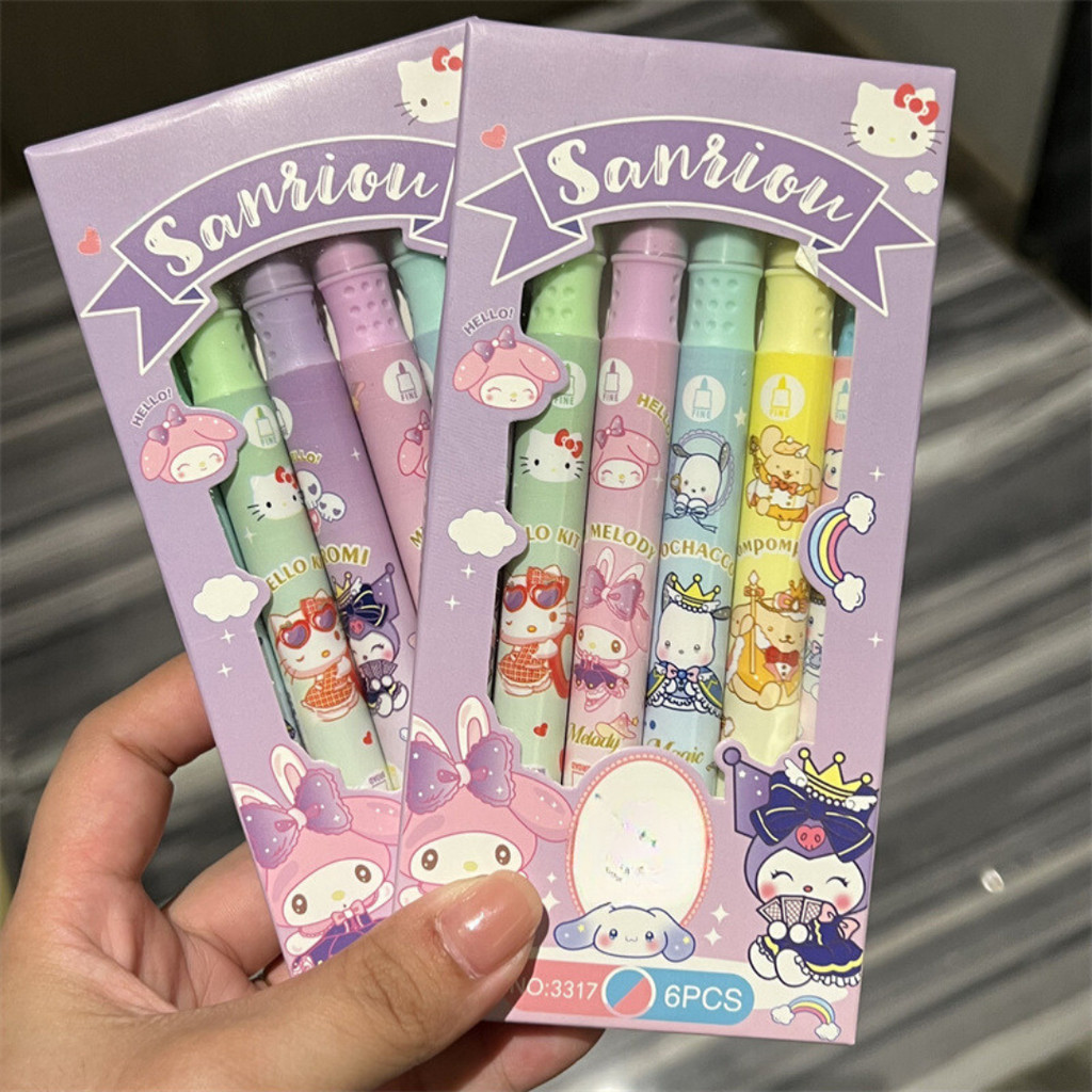 

[doodledreams] Stabilo Lucu Karakter Sanro 1 SET ISI 6 PCS / Highlighter Lucu / Stabilo Warna Pastel