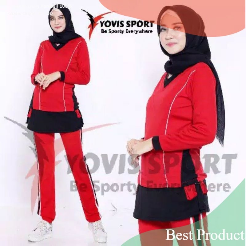 Setelan Baju Olahraga Senam Wanita Muslimah Stelan Baju Senam Yovis Baju Senam Zumba Bandung/ runnin