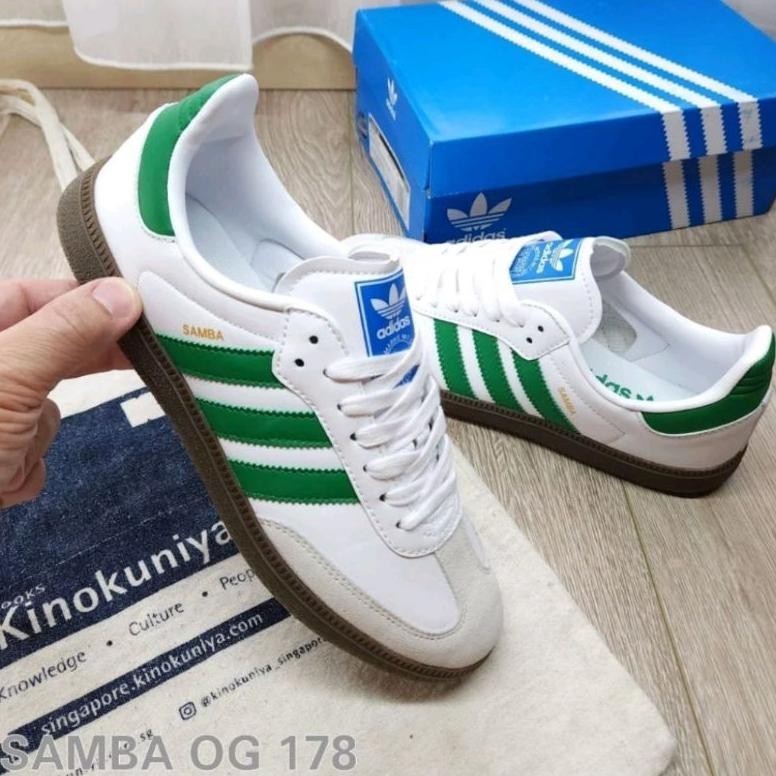 SEPATU ADIDAS SAMBA PRIA WANITA WHITE GREEN - Sepatu Sekolah Pria - Adidas Samba Ogw - Adidas Samba 