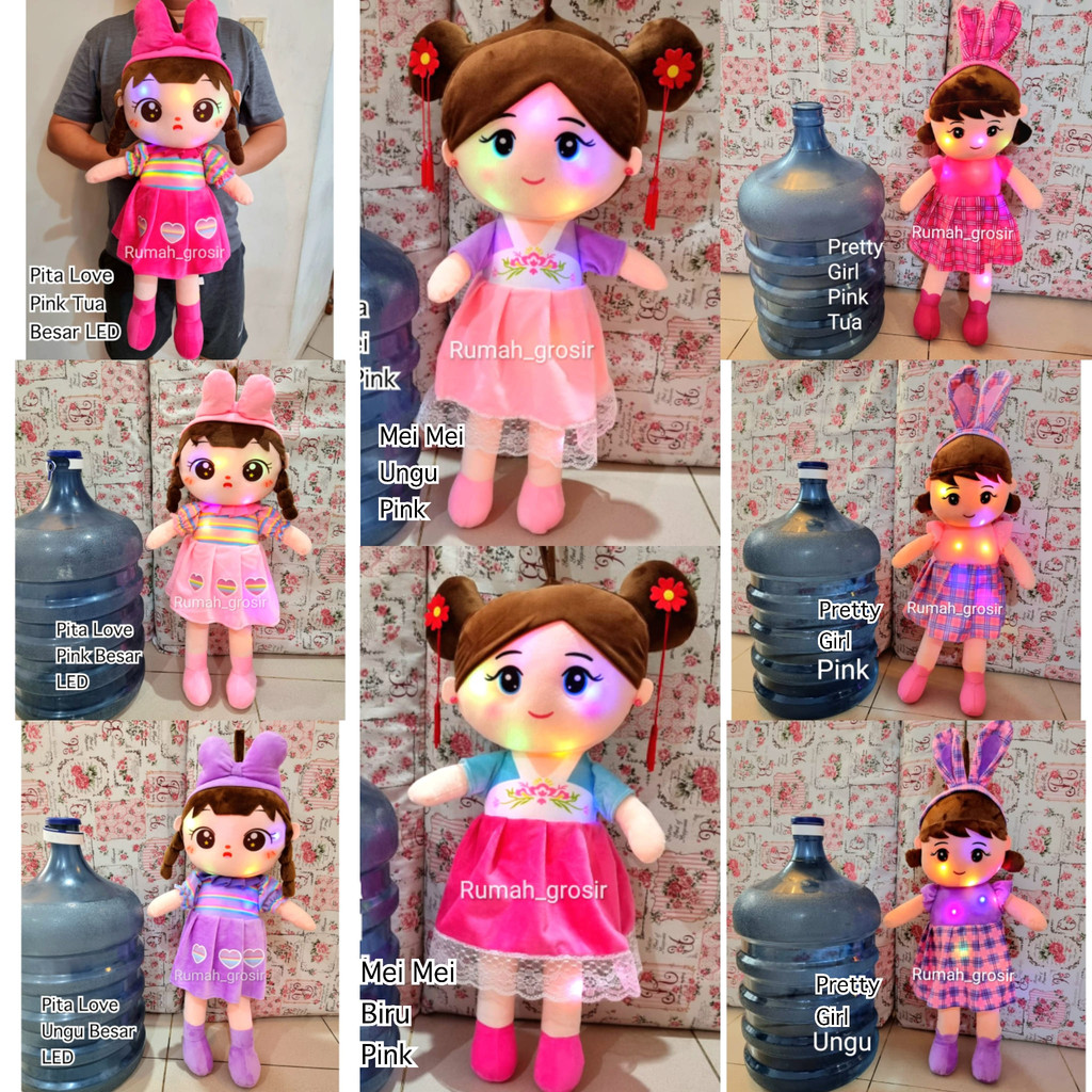 (Rumah Grosir Boneka) Boneka Pretty Girl Metoo Girl Lucu LED Lampu Ukuran Besar