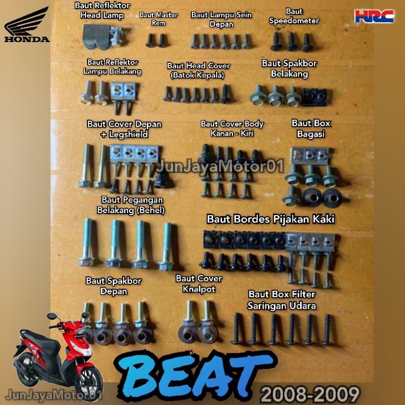 FAF MOTOR Baut  Baud Bolt sekrup Honda Beat Karbu 2008-2009 Fullset Body / Baut Honda Beat Karbu 200