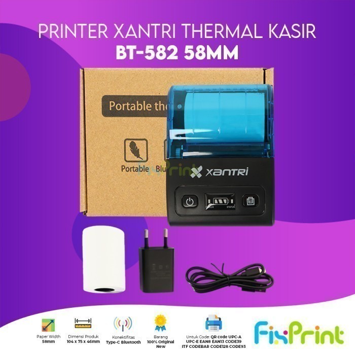 FixPrint Printer Thermal Kasir Xantri BT-581 / BT-582 / BT-58D PRO / BT-583 / BT-58D / POS58 Printer