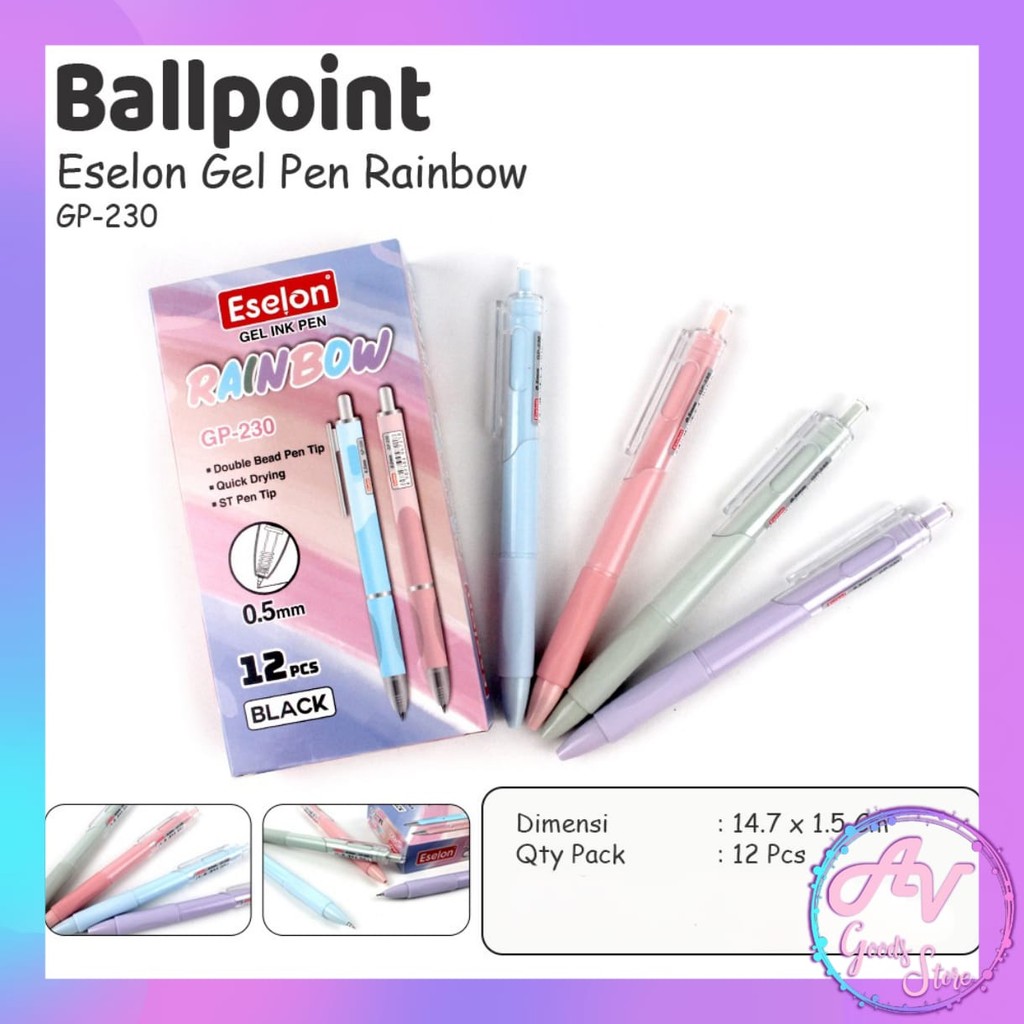 

Ballpoint Cetek Rainbow Eselon GP230 (12pcs) / 1Lusin Pulpen Gel Cetek 0.5mm / 1Pak Bolpen Pena