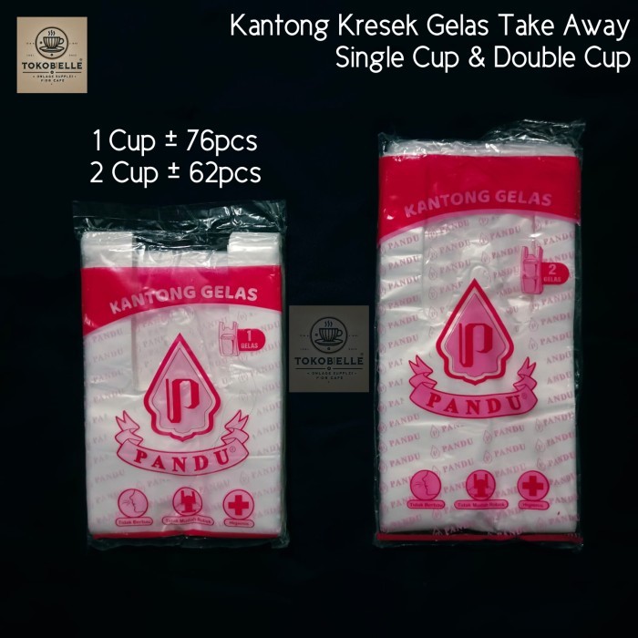 Kantong Plastik Double Cup | Kantong Kresek Gelas Take Away 2 Cup