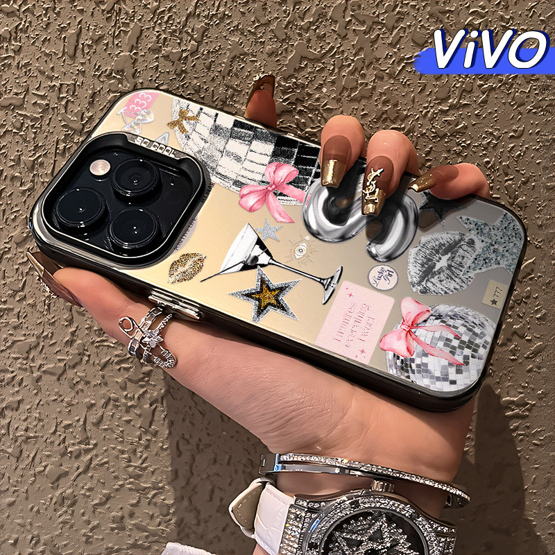 Keren Logam Vintage Glossy Hologram PC Case VIVO Y17s Y12 Y12S Y15s Y21 Y03 Y16 Y22 Y18 Y02 Y17 Y27s