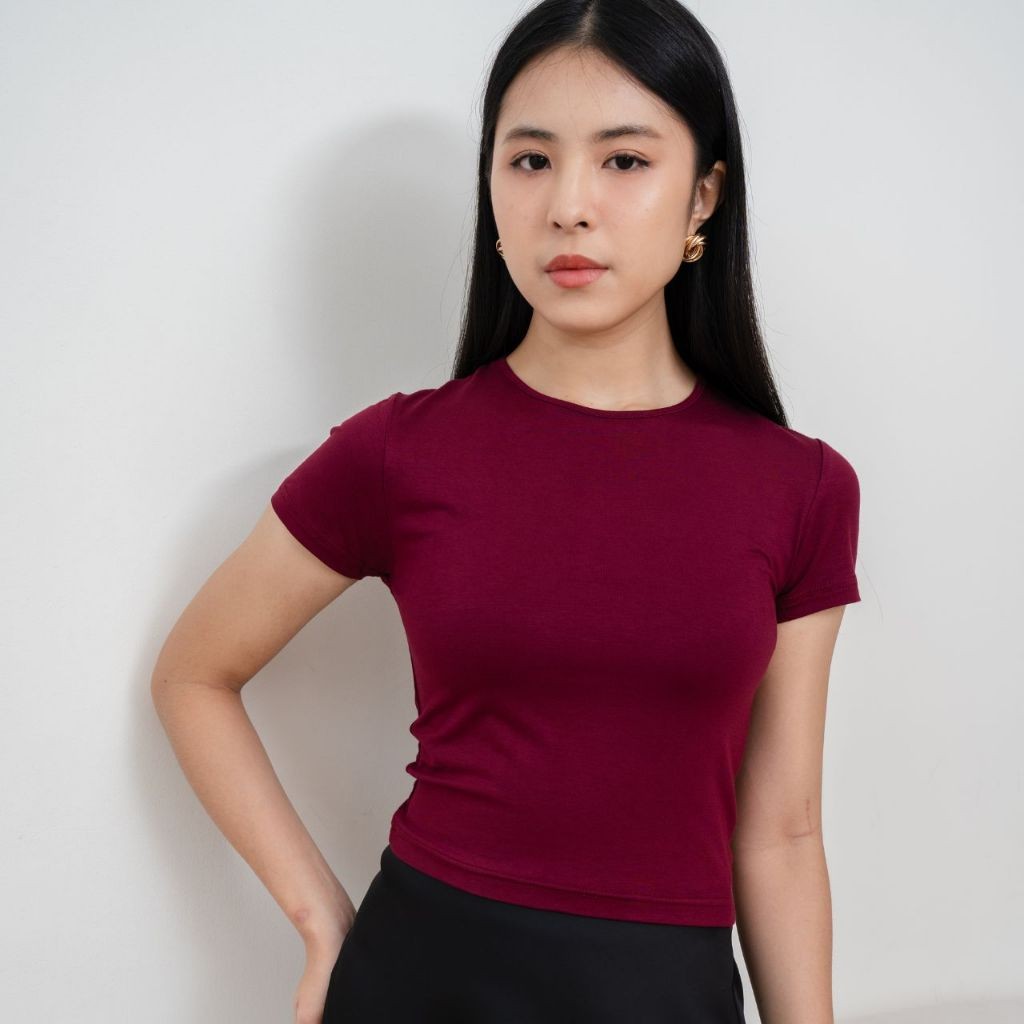 atasan wanita top cewekAIJO | Sienna Oneck Top Atasan Wanita Hitam Bodyfitmurah