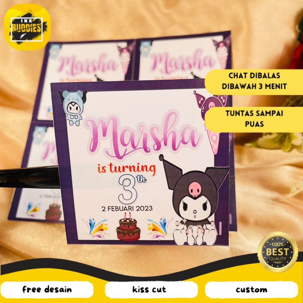 

INB 2-4 Stiker Ultah Anak Ulang Tahun Label Bentuk Kotak Sticker Ulang Taun Uk.Kecil