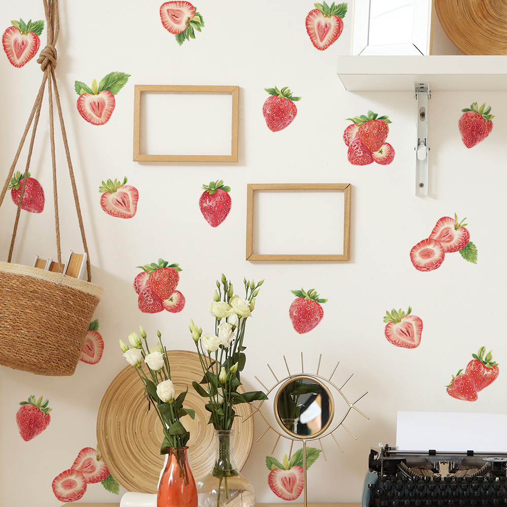 

Fruit Strawberry Combination Wall Stickers Room Background Home Decor Mural Kitchen Restaurant Decoration Self-adhesive Decals