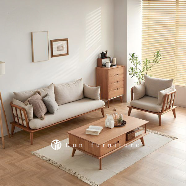 set sofa lounge jati/kursi sofa minimalis ruang tamu/bangku sofa tamu - single