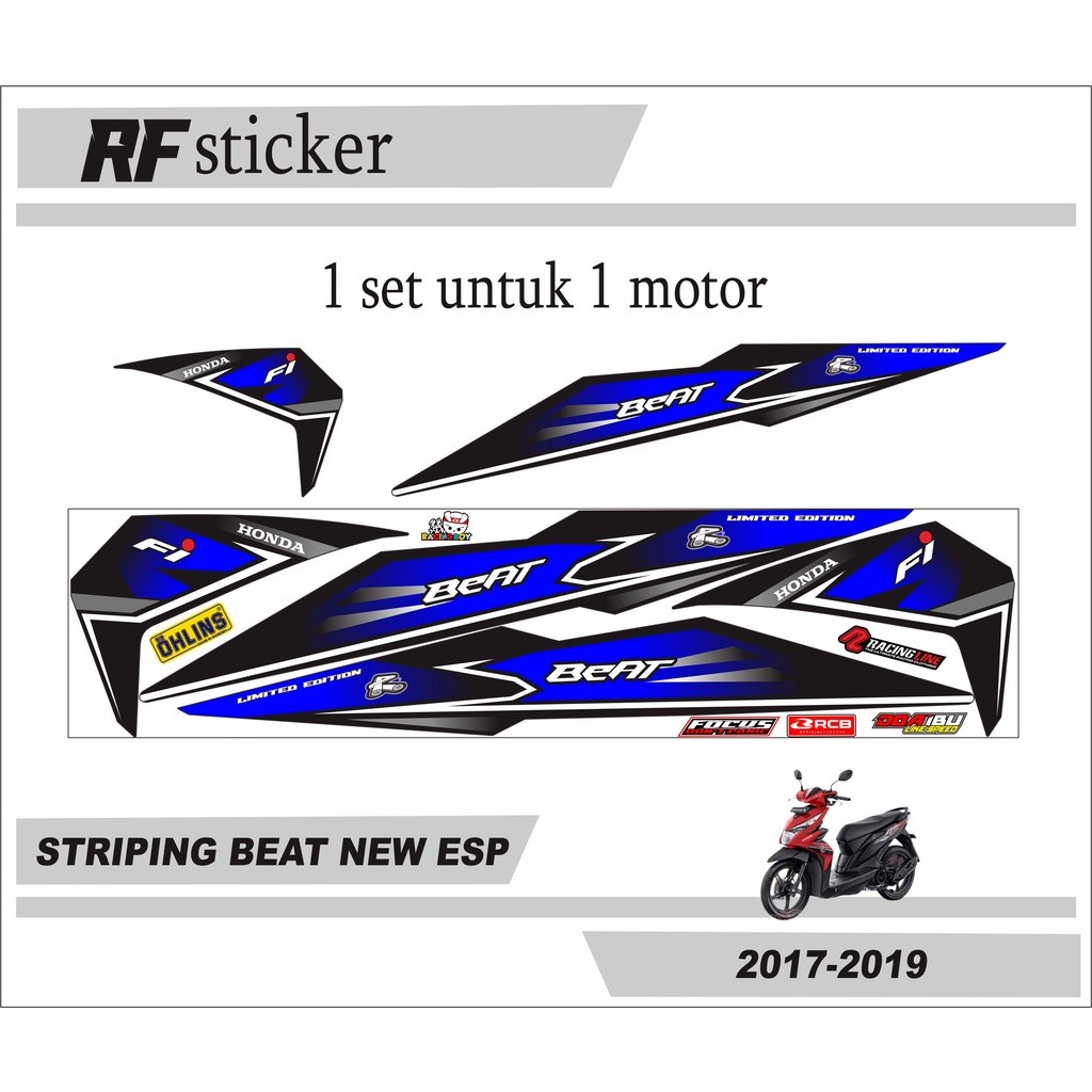 LIS STRIPING VARIASI BEAT ESP2019 LIS BIRU VIRAL STIKER VARIASI
