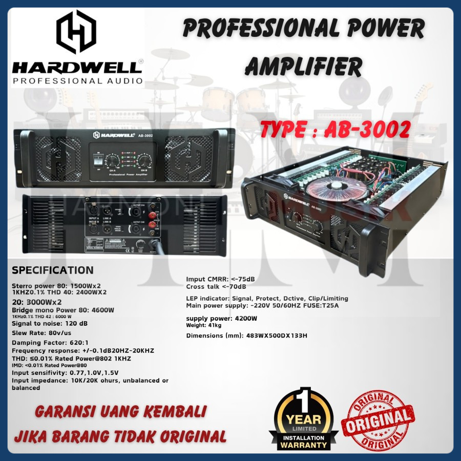 Power Amplifier Audio Hardwell AB 3002 - AB3002 Professional Power Amp Class AB Original