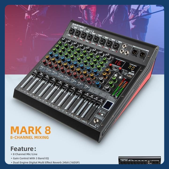 Mixer Audio Hardwell Mark 8 - MARK8 Professional Audio Mixer Soundsystem 8CH Original
