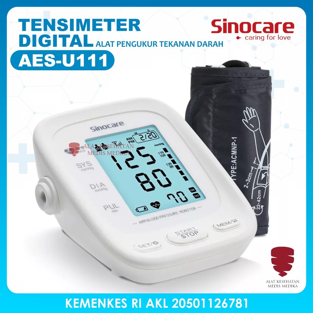 Sinocare Tensimeter Digital AES-U111 Alat Ukur Tensi Tes Tekanan Darah