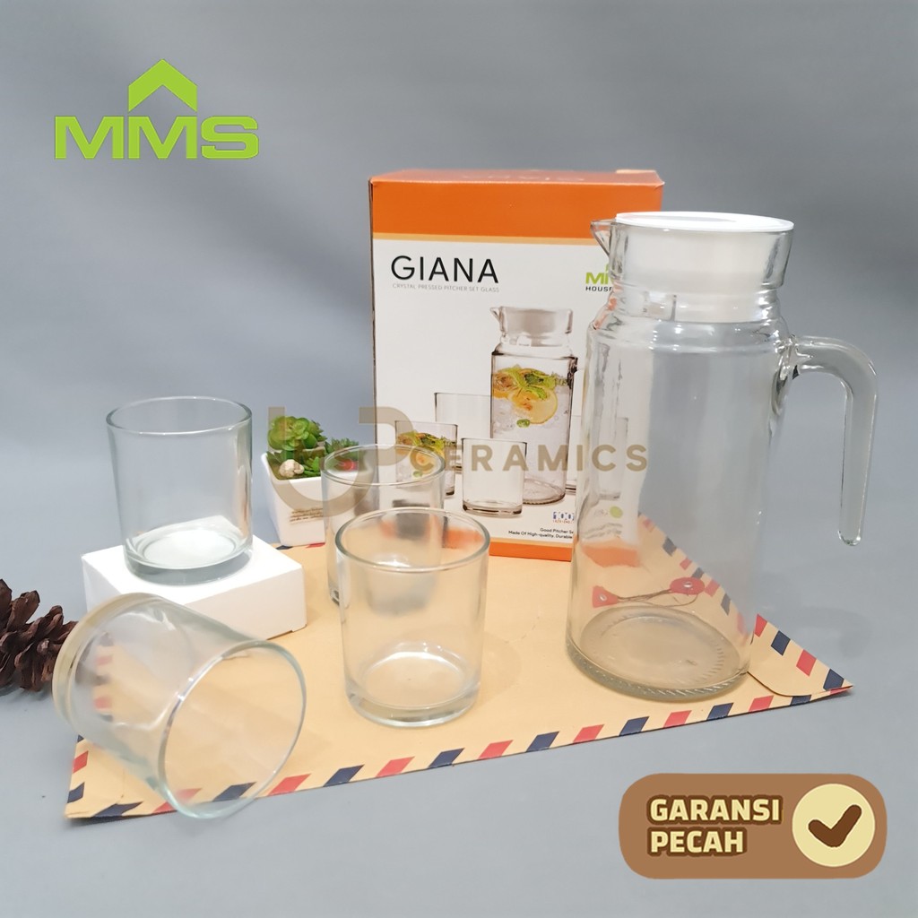 MMS SET Drink Teko Cangkir GIANA Pitcher Set Beling Jug Drink Set 4 Gelas  + 1 Teko MURAH SOUVENIR P