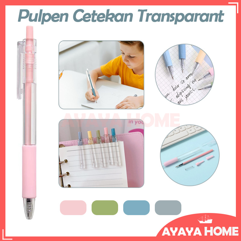 

Pena Hitam Gel 0.5 Mm Transparan/Pulpen Cetekan Transparant Polos