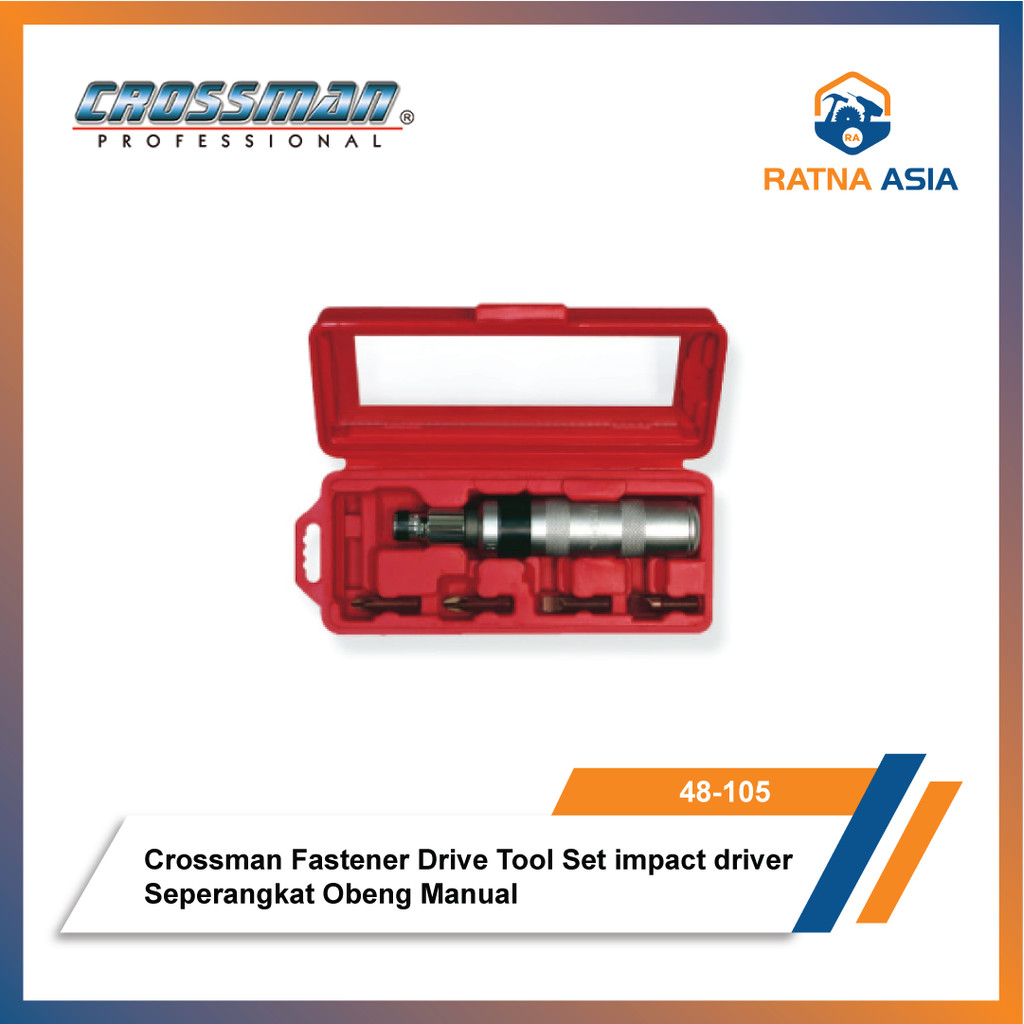 Crossman 48-105 Fastener Drive Tool Set Impact Driver Seperangkat Obeng Manual 5 Pcs