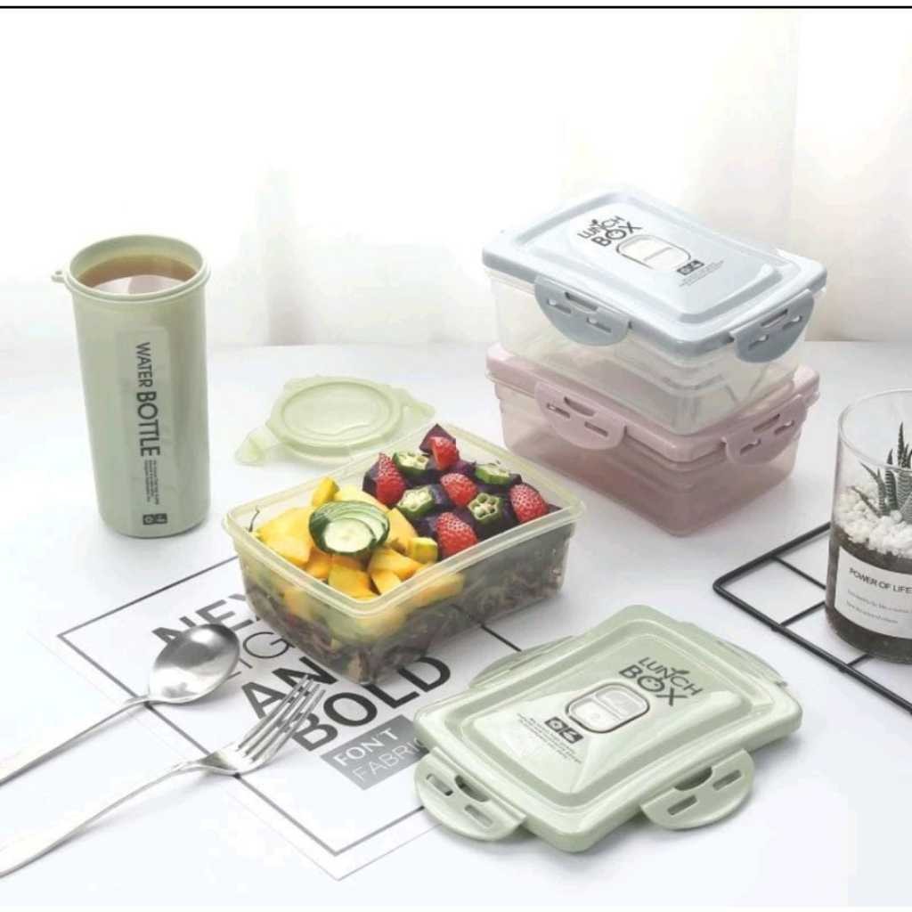 TERMURAH Tempat makan set Kotak bekal satu Set Kotak makan Free Gelas