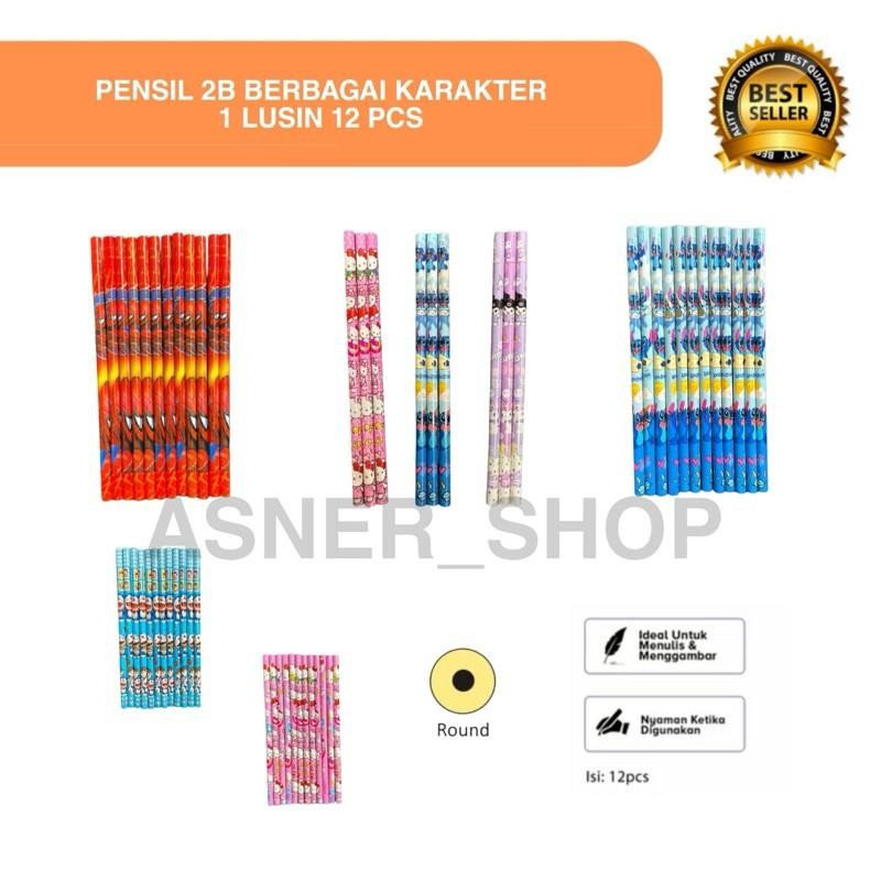 

ASNR Pensil 2B 1 Lusin 12pcs Karakter Lucu Unicorn Doraemon Kuromi Hellokitty Stitch Spiderman Anak Sekolah