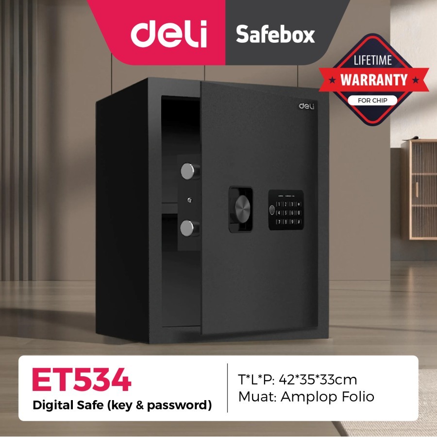 

DELI Safe Box ET534 Havy Duty Carbon - Brankas Digital DELI ET 534 Safety
