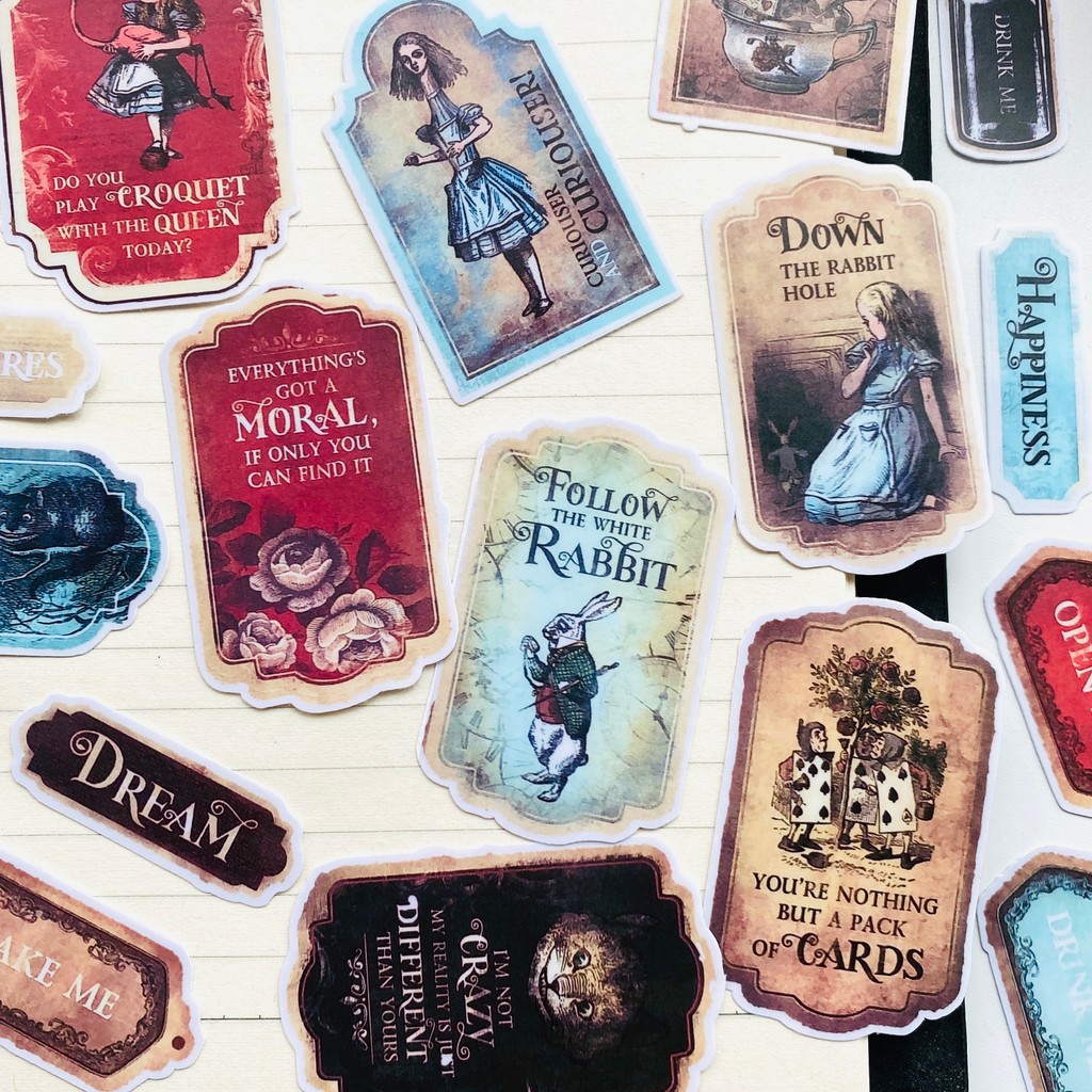 

42Kinds Vintage Girl In Wonderland Theme Stickers DIY Scrapbooking Collage Phone Diary Album Happy Plan Gift Seal Decoration
