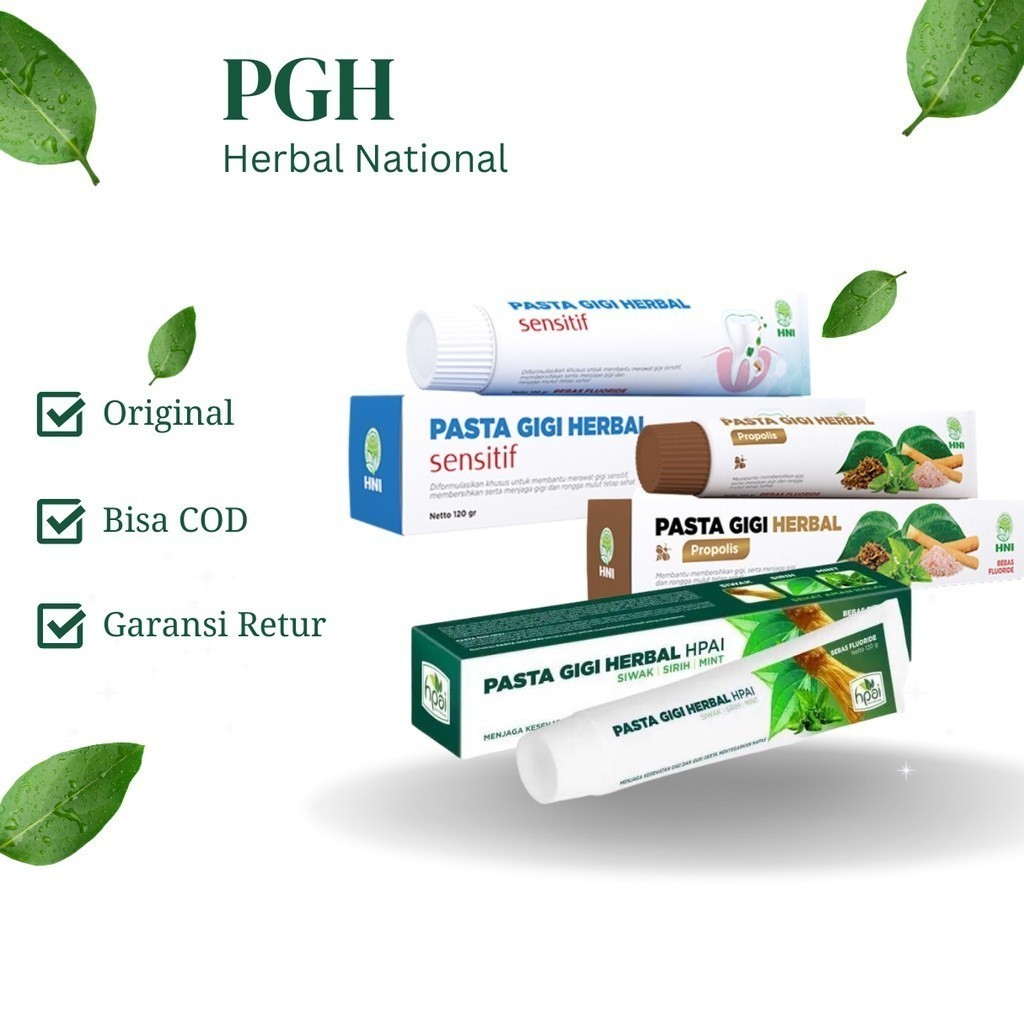 

NEW ORIGINAL - PASTA GIGI HERBAL Siwak & Mint - PGH | Cengkeh, Propolis, Sensitifc - HNI BPOM