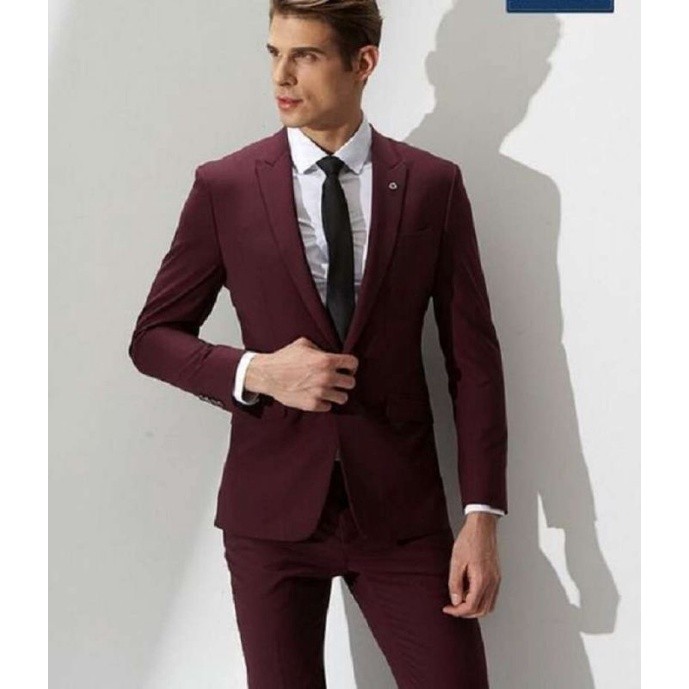 FIDA STORE Setelan Jas/Blazer Pria Merah Maroon / Blazer Pria / Jas Pria / Jas Slimfit / Blazer Wisu