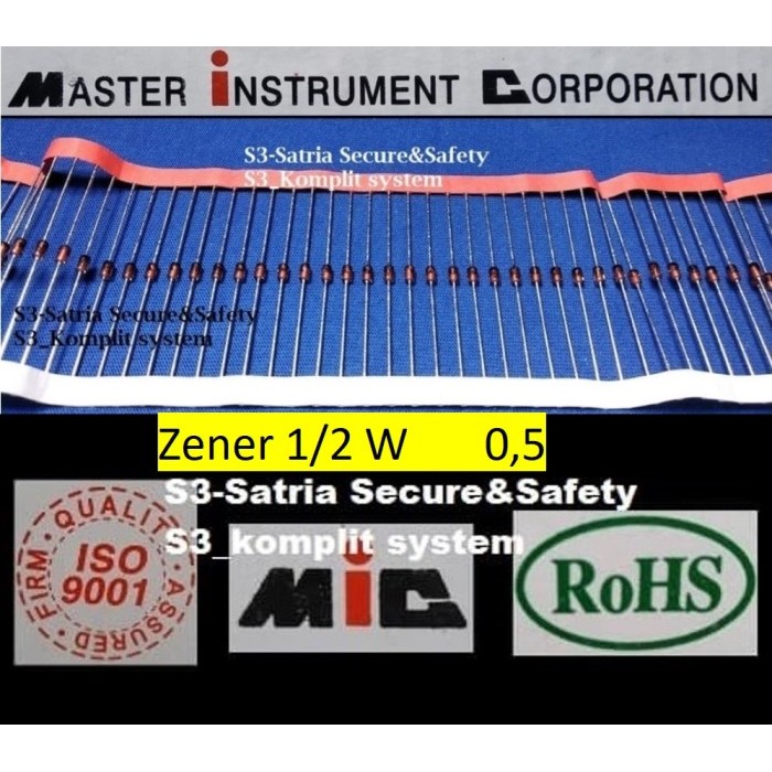Zener 1/2W 33V Dioda 33 V 0.5W setengah 0,5w 0,5 0.5 watt ½ W wat