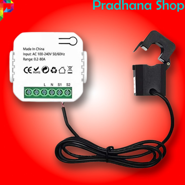 Smart Clamp Ampere Kwh Meter Listrik Digital 80A WiFi Internet with Current Transformer Clamp kWh