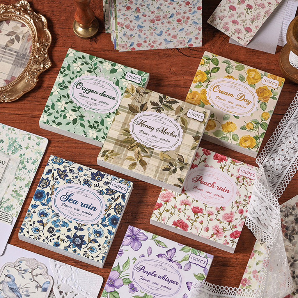 

Vintage pattern material paper, bound into a book, easy to tear and use, can be used for writing, decoration, and collage