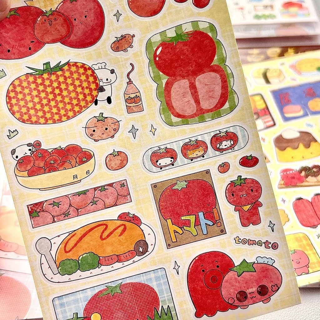

[HARU] Life of a Panda Series Juminocore Sticker Sheet Tomato Four Leafs Sticker Japanese Style Heisei Retro