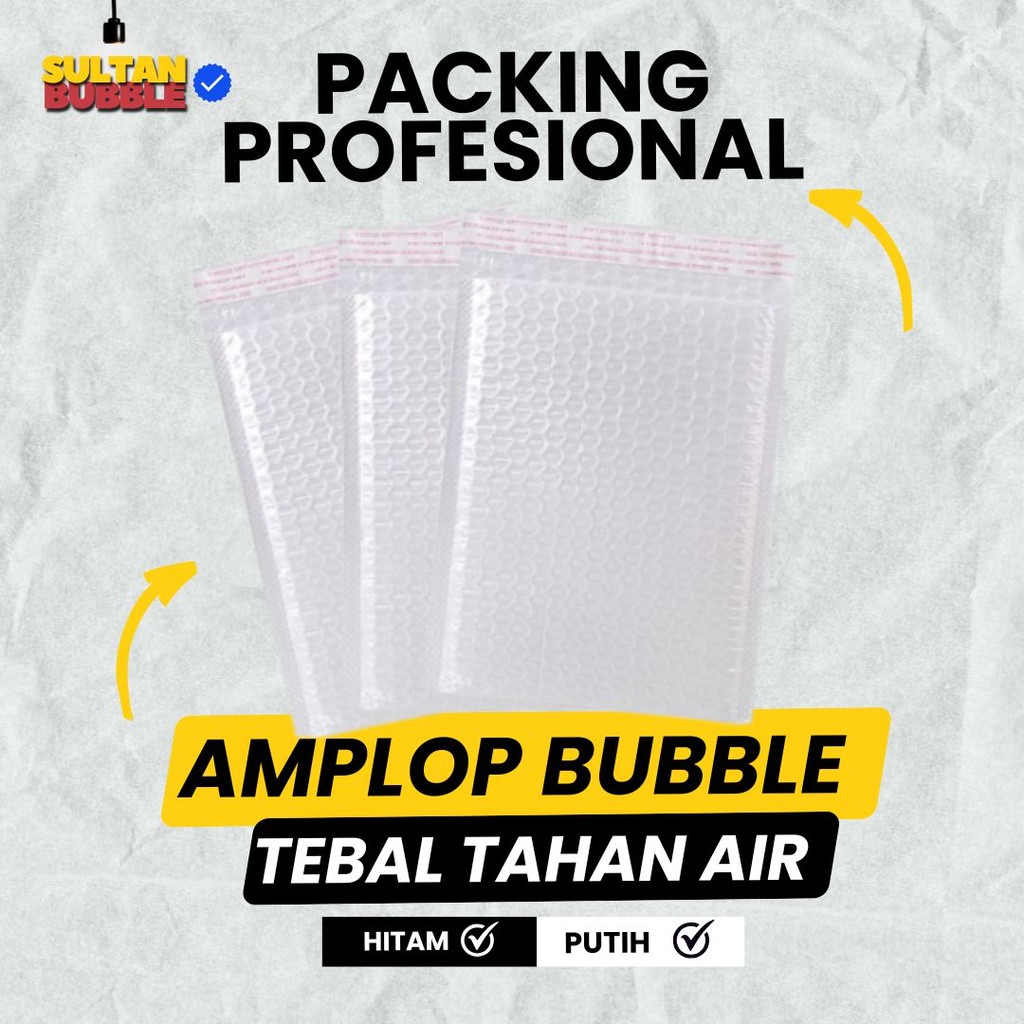 

Plastik Bubblemailer Premium Tebal Tahan Air Amplop Bubble Packing Warna Putih hitam Isi25pcs