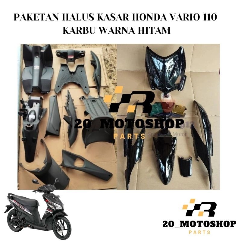 FULL BODY BODI HALUS KASAR HONDA VARIO 110 KARBU / VARIO LAMA 110 SETT HALUS KASAR warna Hitam