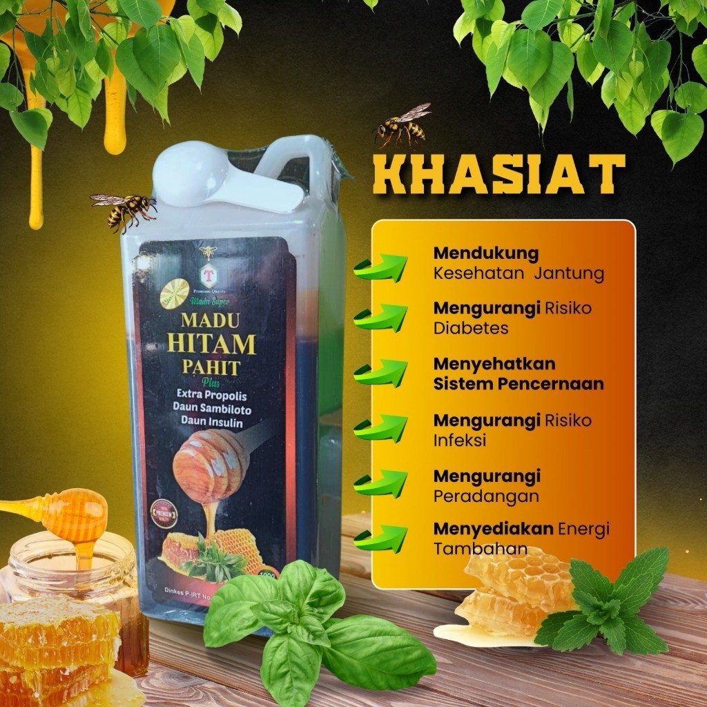 

Mocca Jaya-Madu Hitam Pahit kemasan panjang 1000gr MADU PLUS HERBAL PAHITAN