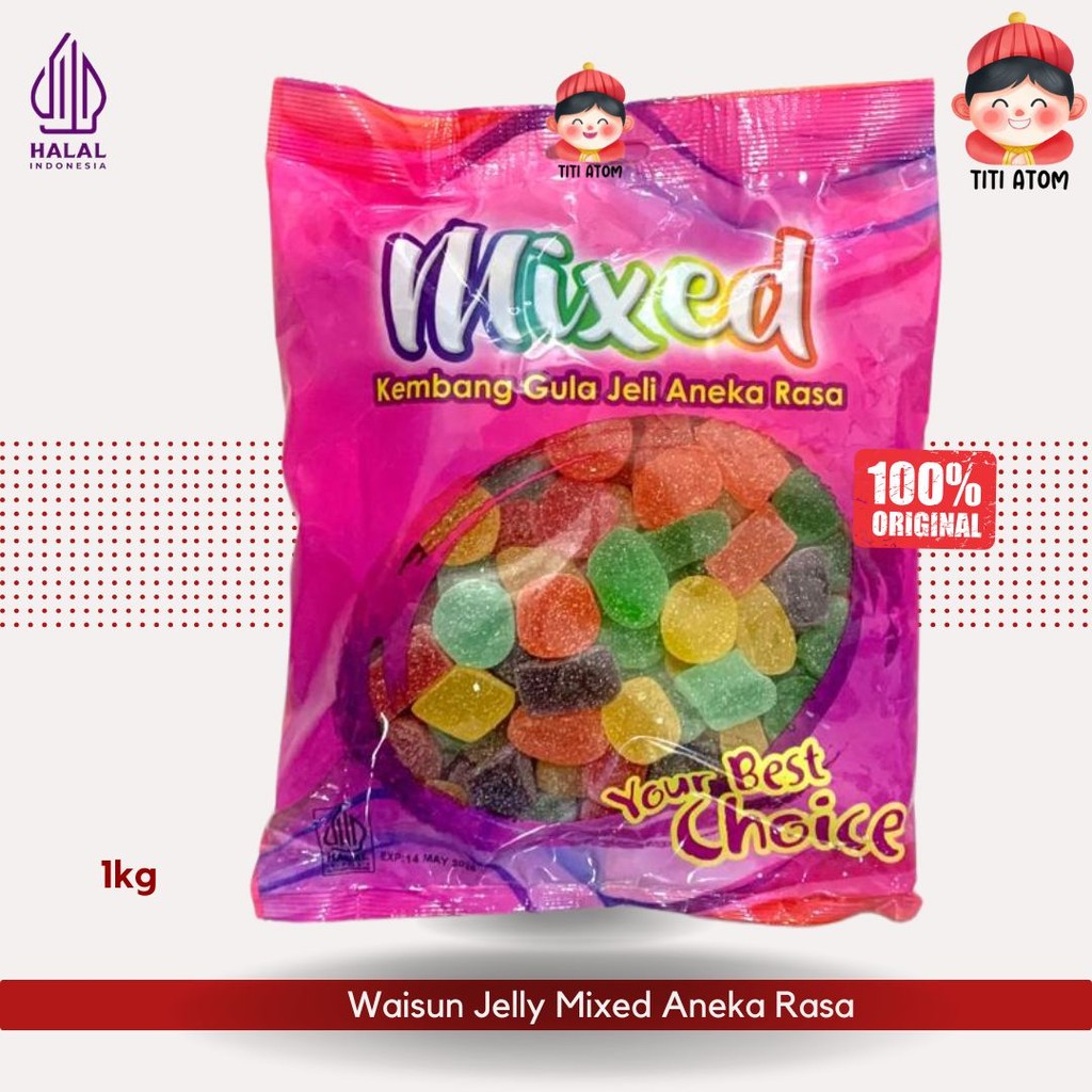 

Waisun Jelly Mixed Malaysia Lunak Aneka Rasa Buah Halal Camilan Anak 1kg