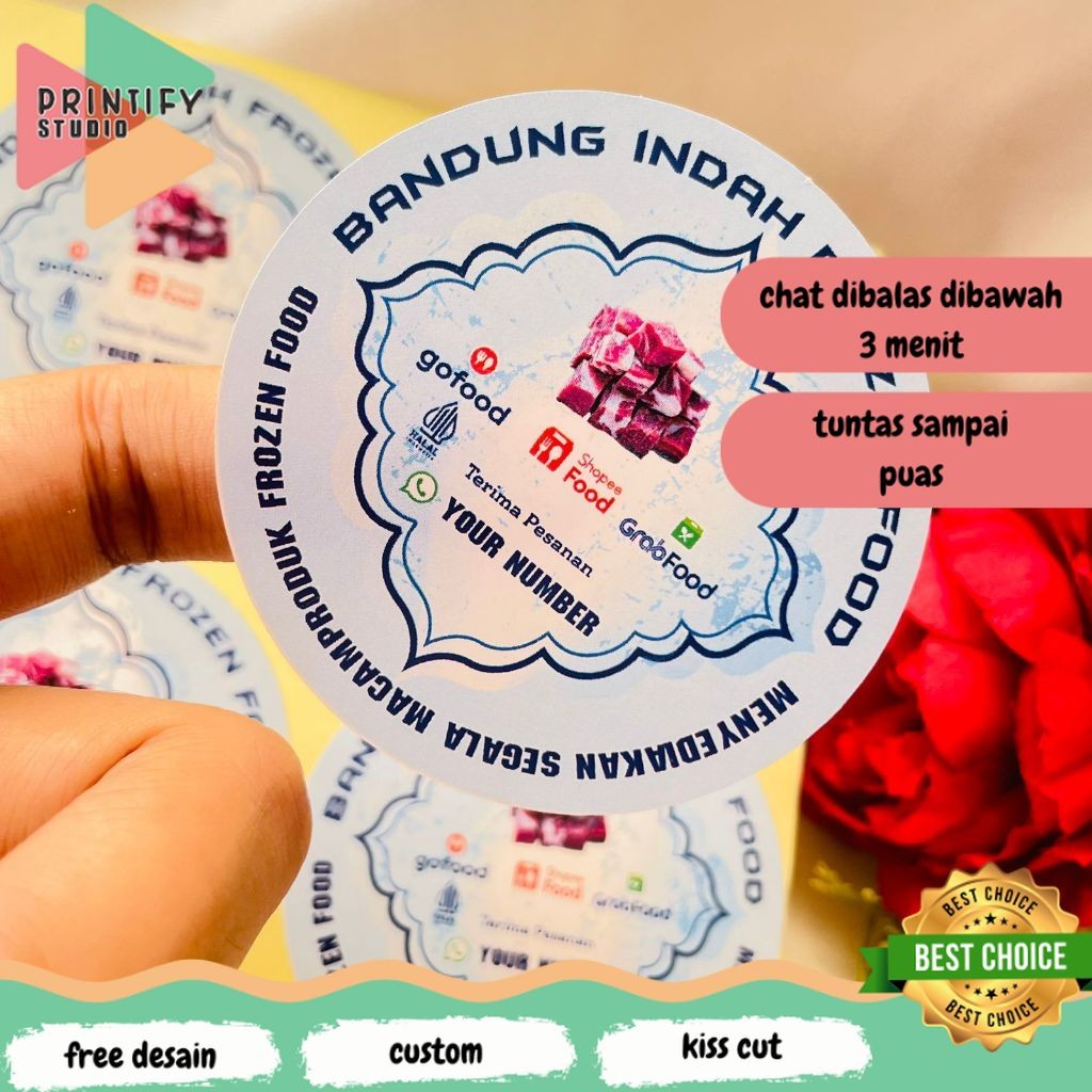 

Printify Sticker Print Cetak Stiker Frozen Food Label Makanan Beku Produk Basah Bulat Chromo Murah