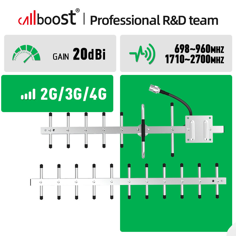 Callboost 20dbi Yagi Antenna  2g 3g 4g  1710-2700mhz For Mobile Phone Signal Booster Enhance Signal 
