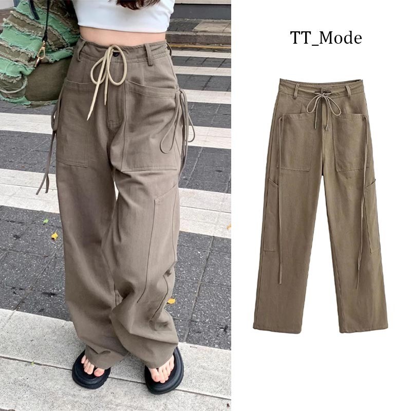 Cargo Celana Panjang Jeans Wanita Straight Highwaist Korea Celana Panjang