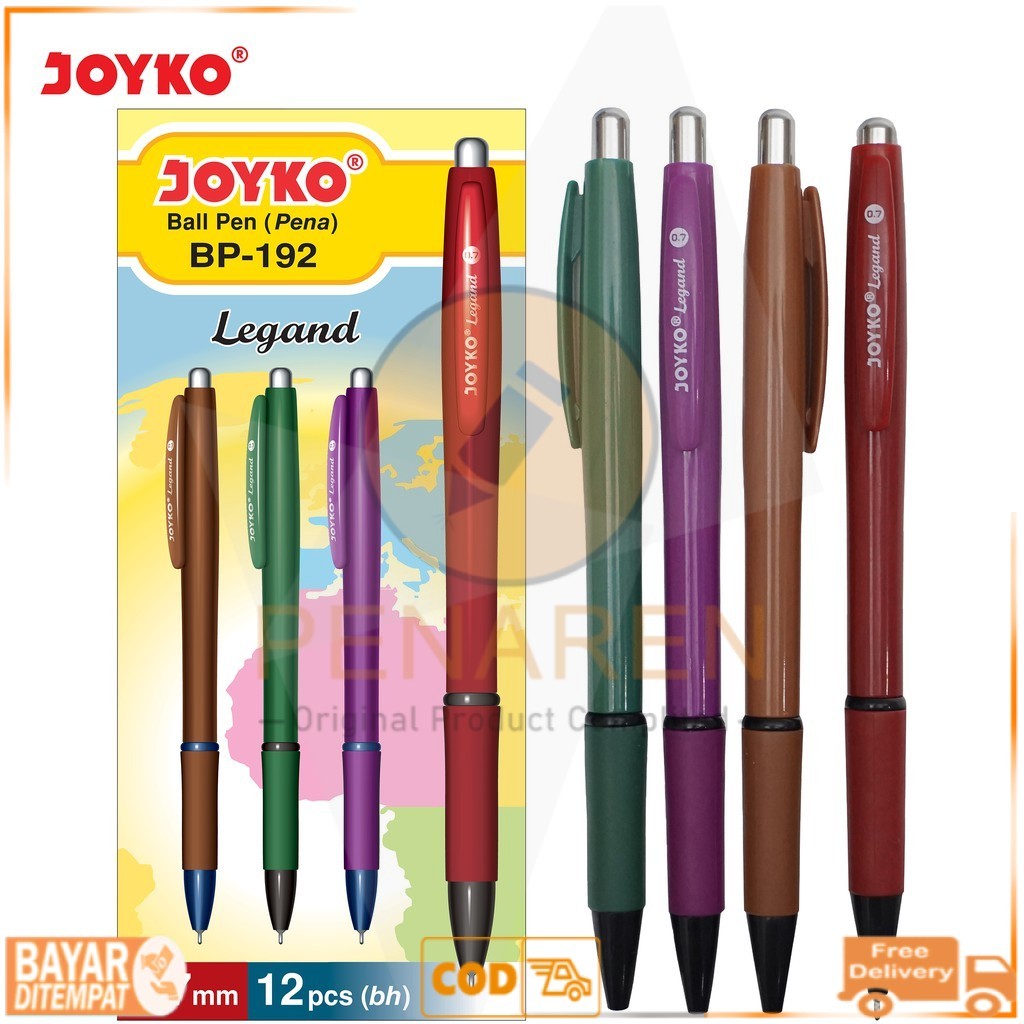 

PULPEN JOYKO LEGAND [BP-192/12 PCS] / BALLPOINT PENA PEN [0.7 MM/1 PACK] TINTA HITAM
